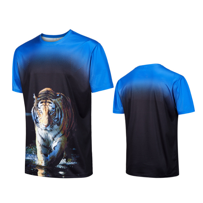 100% polyester custom 3D sublimation print t shirt breathable short sleeves