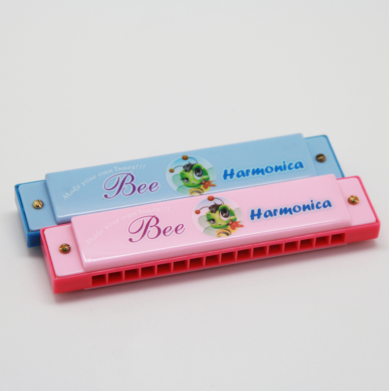 16 hole colourful printing plastic cover toy harmonica