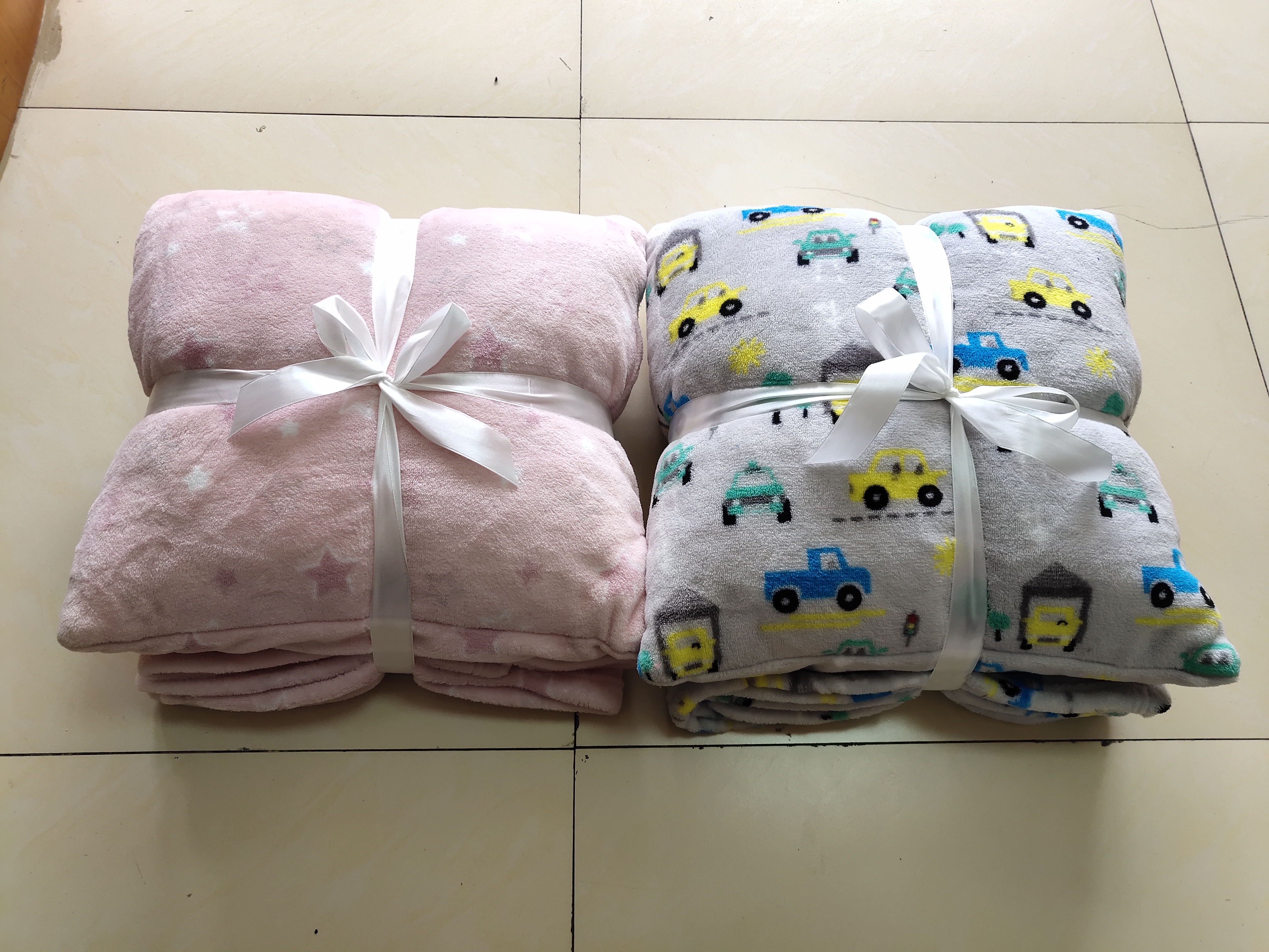 Print coral fleece set