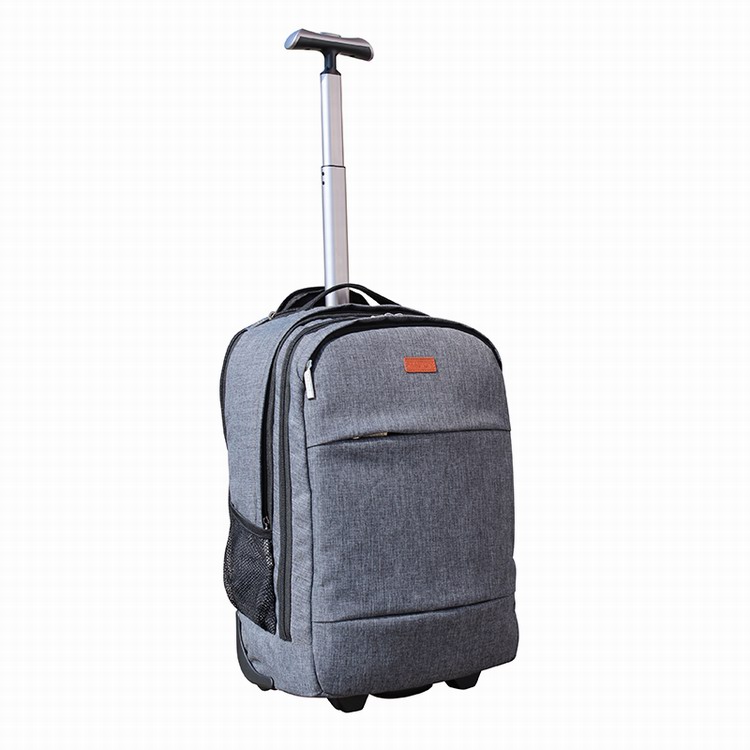 High end wholesale soft luggage trolley backpack with wheels