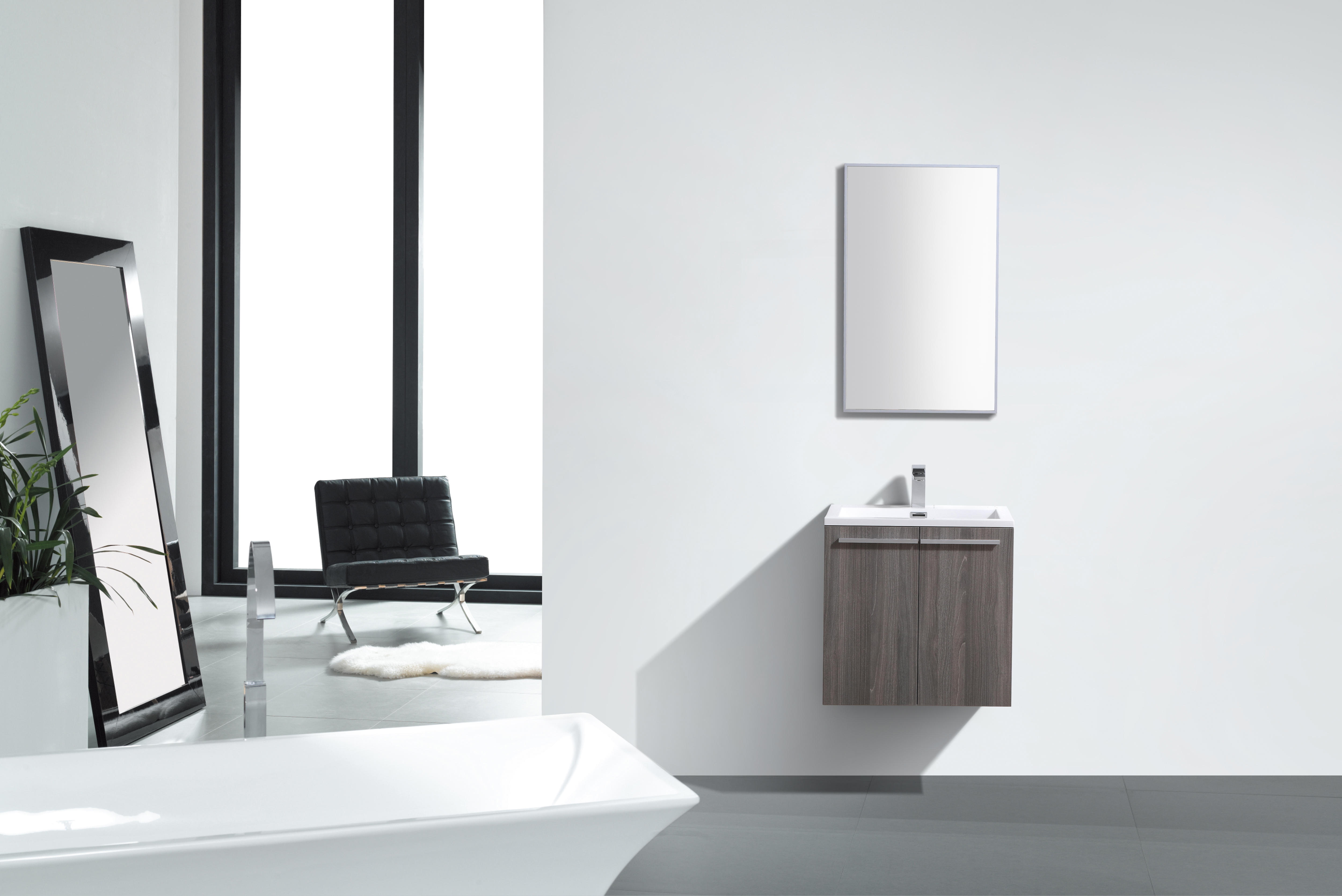 Bathroom furniture with counter top and resin basin