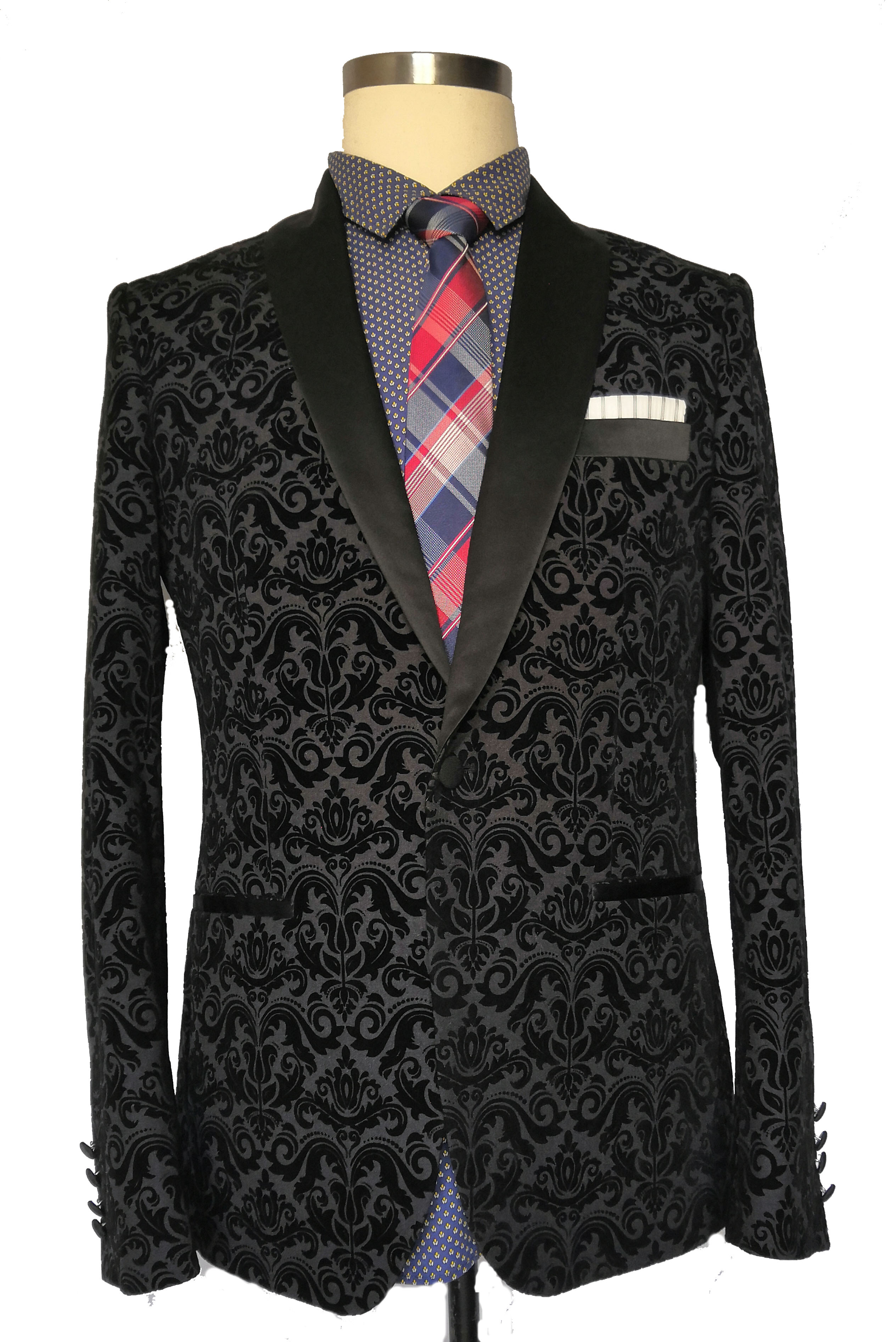 Black Jacquard Regular Fit Men’s Tuxedo Jacket