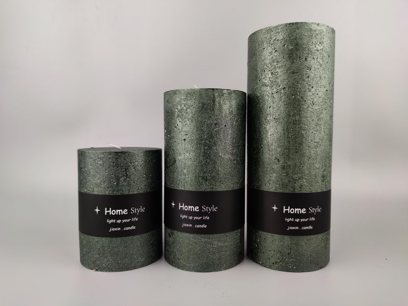 rustic candle with metallic lacquer