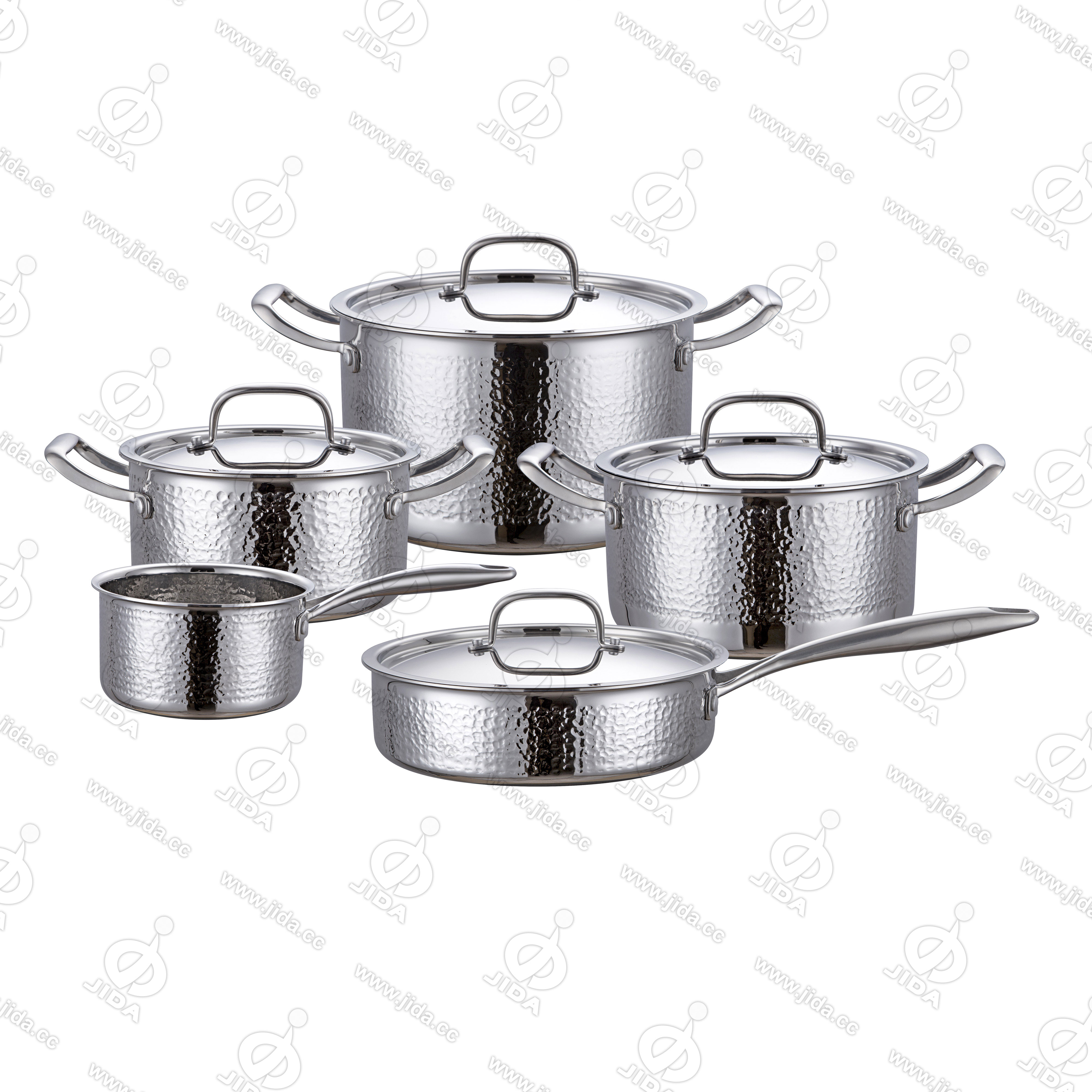 9pcs 3layers hammered cut edge pot set