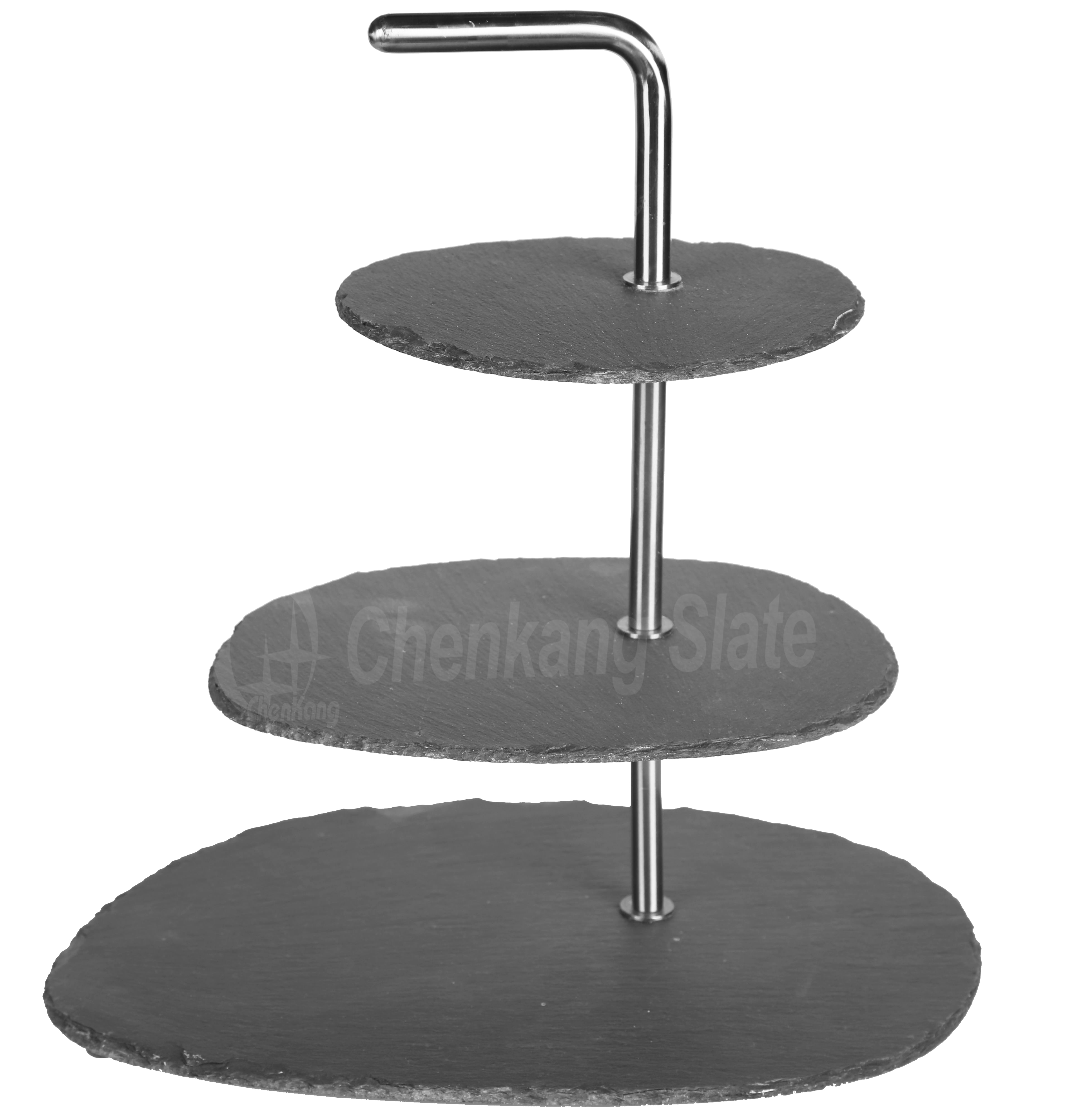 3 Tiers Slate Cake Stand With Stainless steel Handle