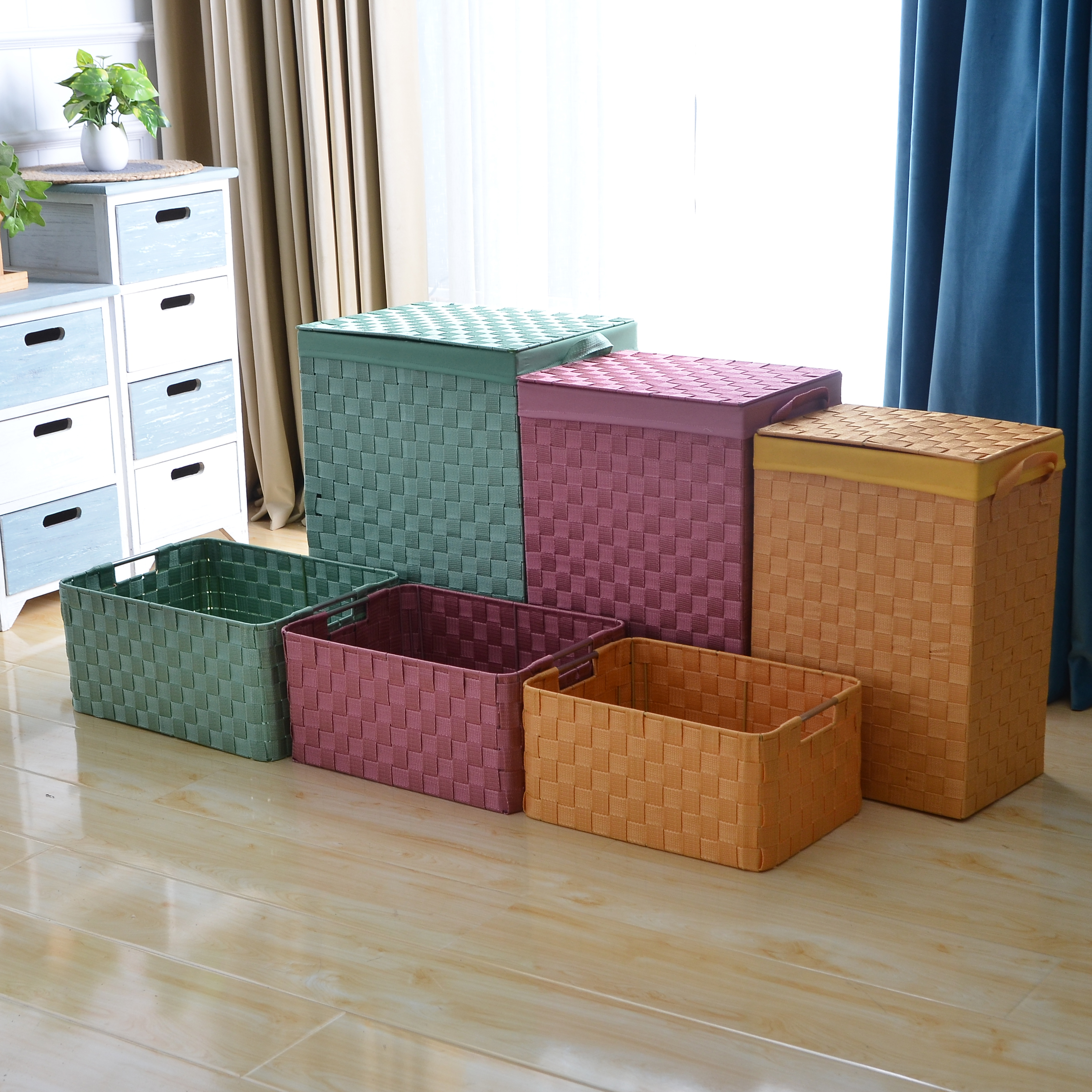 Nylon strap hamper and basket