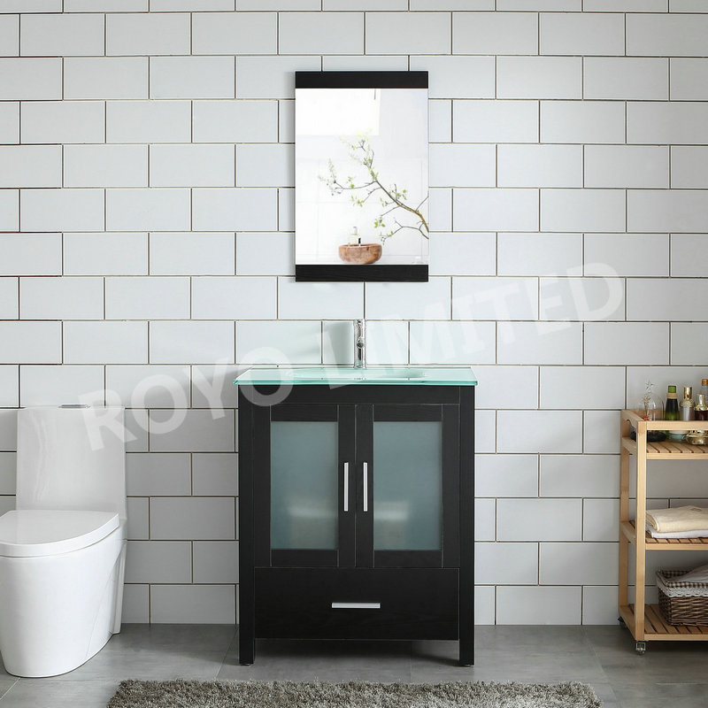 30in Black Bathroom Vanity Melamine