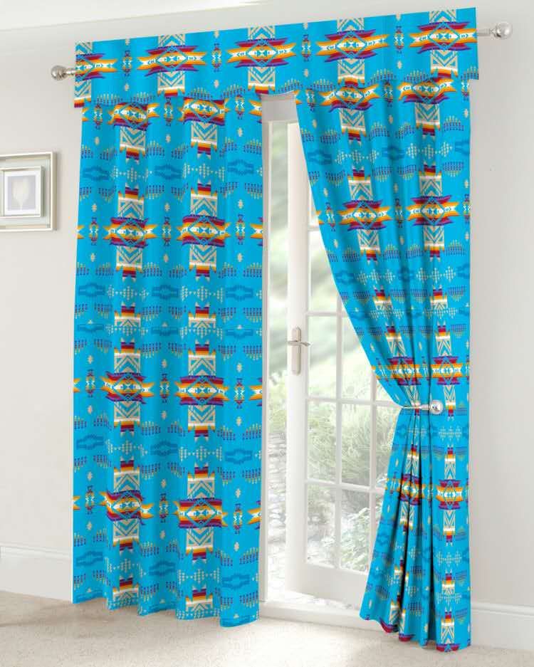transfer print curtain set