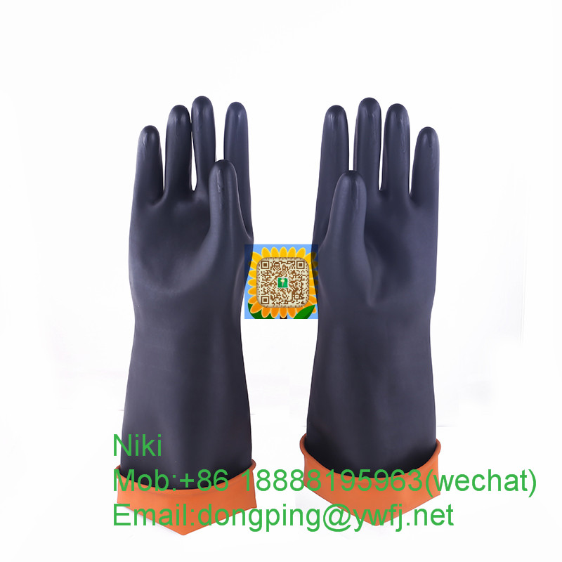 black industrial acid and alkali resistant rubber gloves