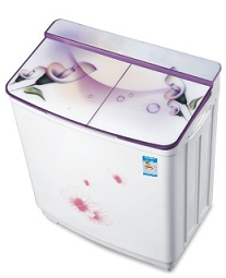 Double-barrel washing machine with glass cover