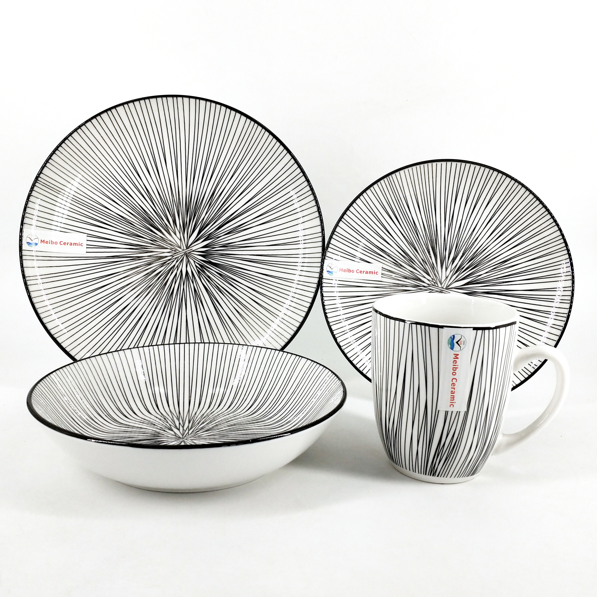 morden porcelain dinner set with pad printing