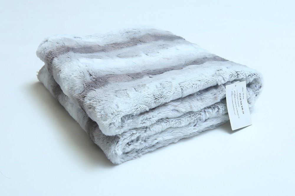 Fake fur blanket, plaid, throw,PV plush, PV fleece