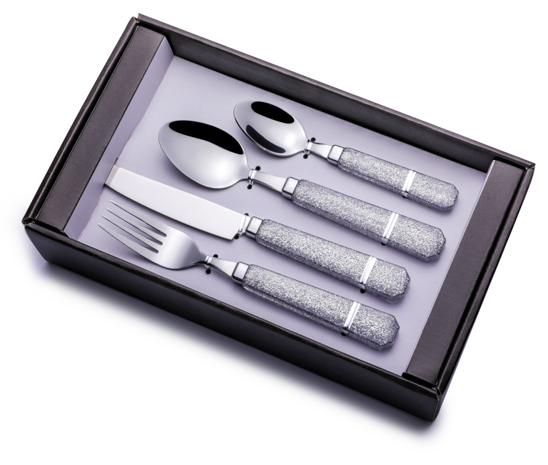 Fork Knife and Spoon Stainless Steel Cutlery Set with Plastic Handle