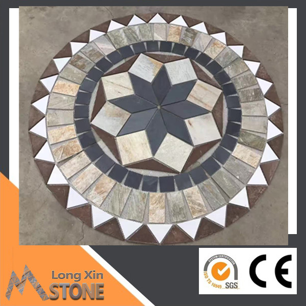 outdoor natural stone mosaic tile floor patterns medallions stone