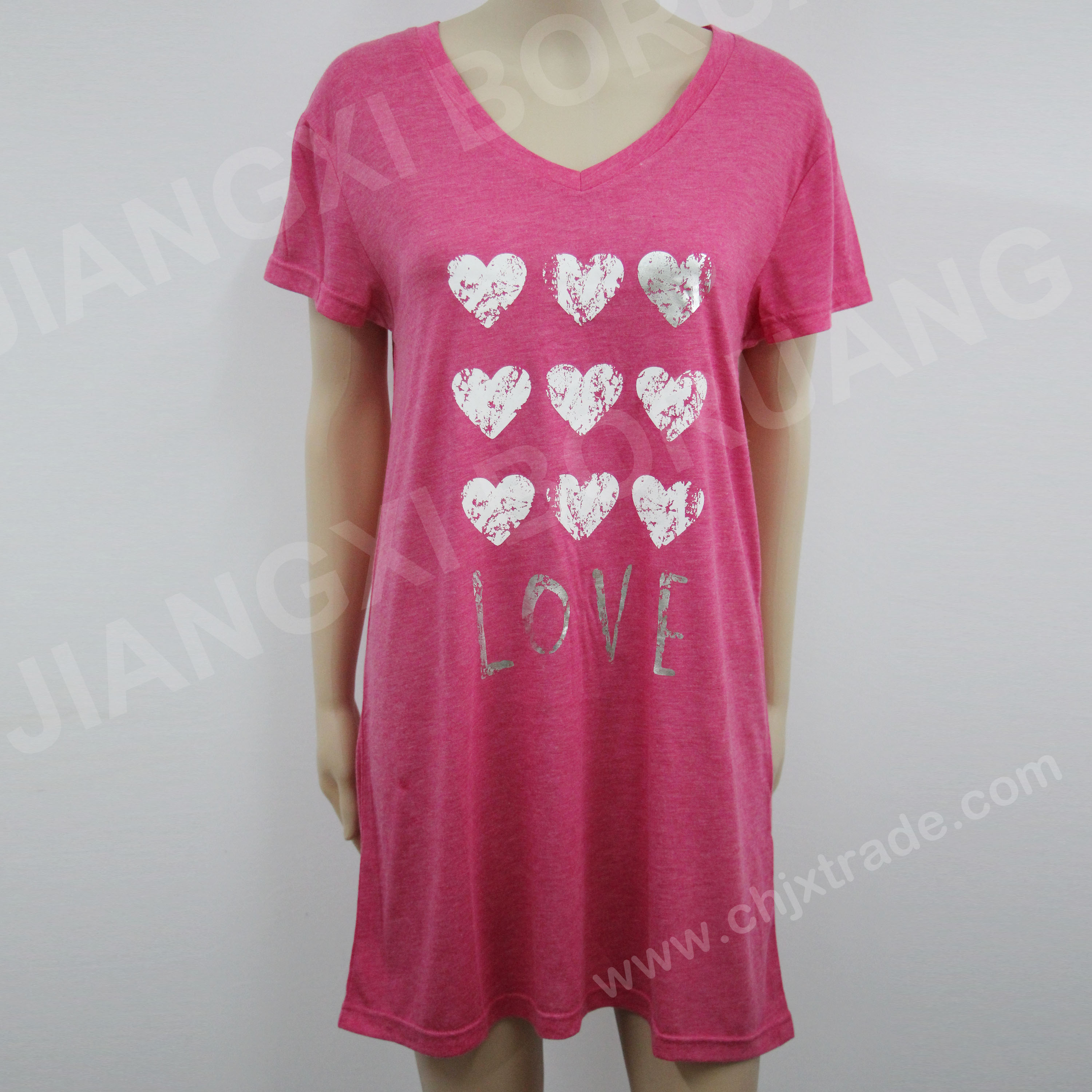 Womens Short Sleeve T/C Pajama Dress