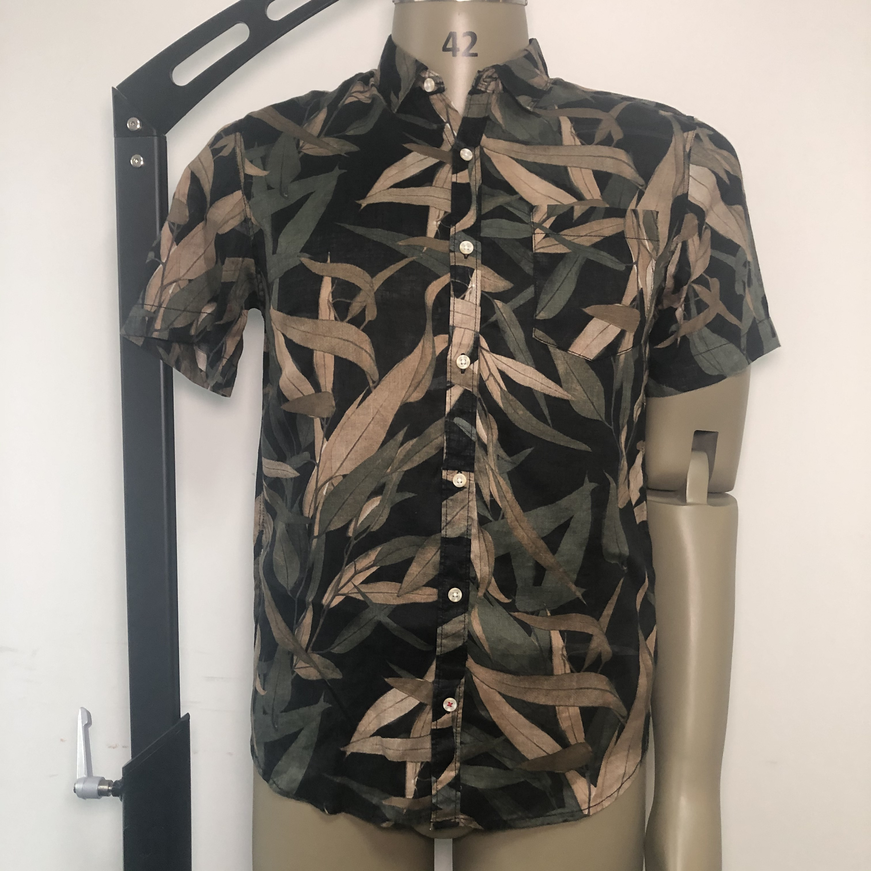 100%linen men's print shirt