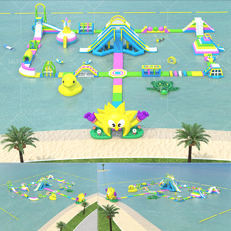 Summer crazy big floating aqua park, customized inflatable water park equipments, inflatable aqua park for sea and lake