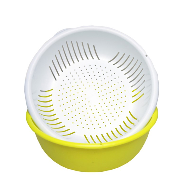 Double layer plastic drain basket living room fruit basket pool vegetable basket kitchen with cover vegetable basket washing vegetable basket washing vegetable basin