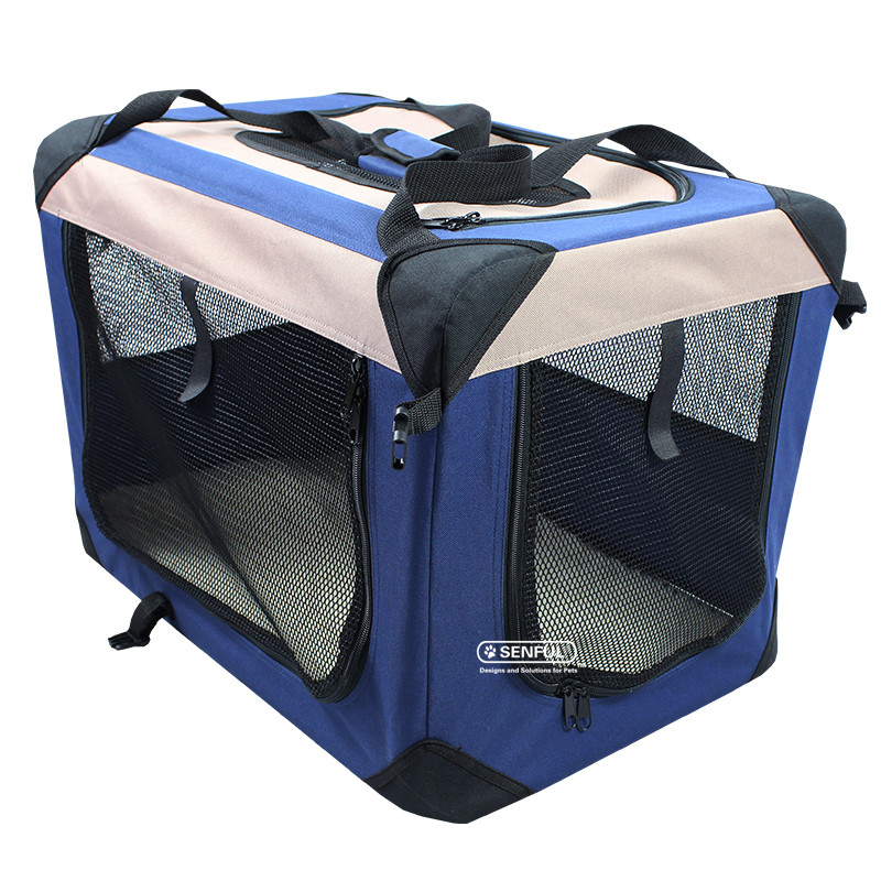 Soft Dog Crates Kennel for Pets, 3 Door Soft Sided Folding Travel Pet Carrier