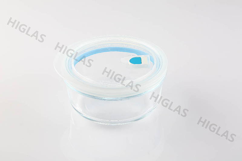 0.88L/0.6L/0.39L Round borosilicate glass air-tight food container with pp lid