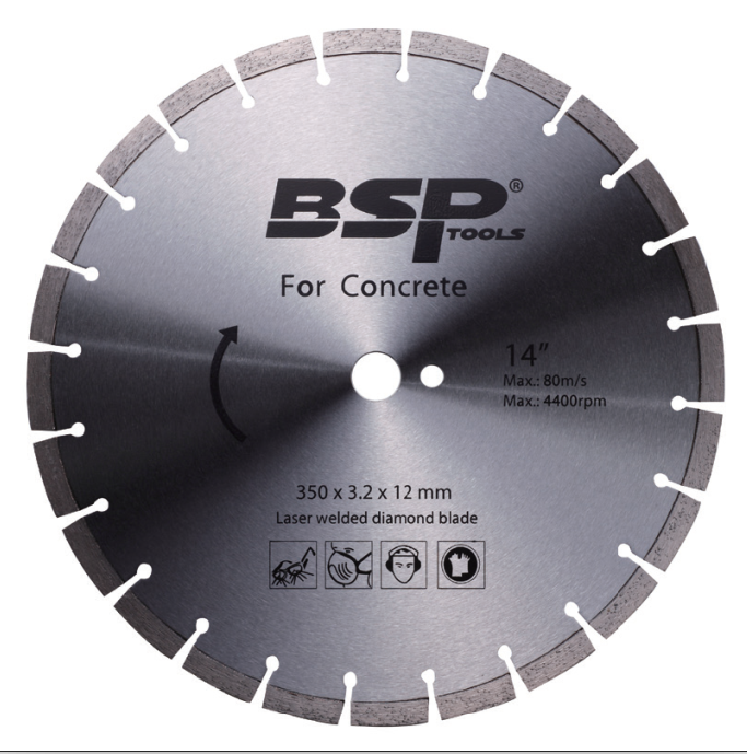 Laser welded diamond blade for concrete