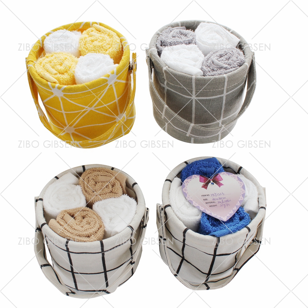 Cotton towel set with basket towel set gift towel set guest towel