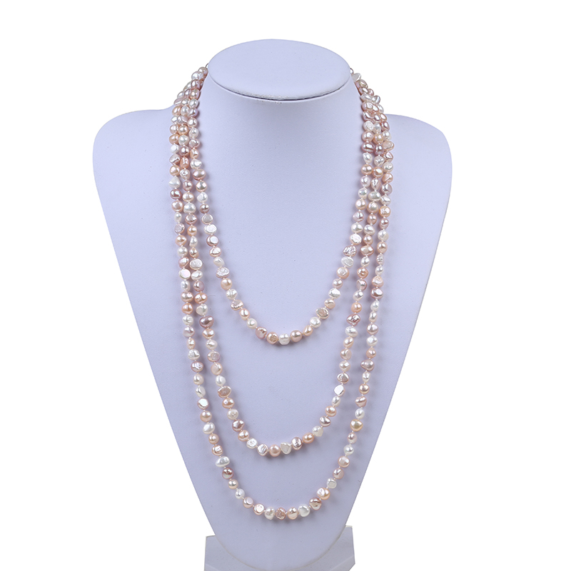 Baroque Freshwater Pearl Endless Long Necklace, Sweater Chain