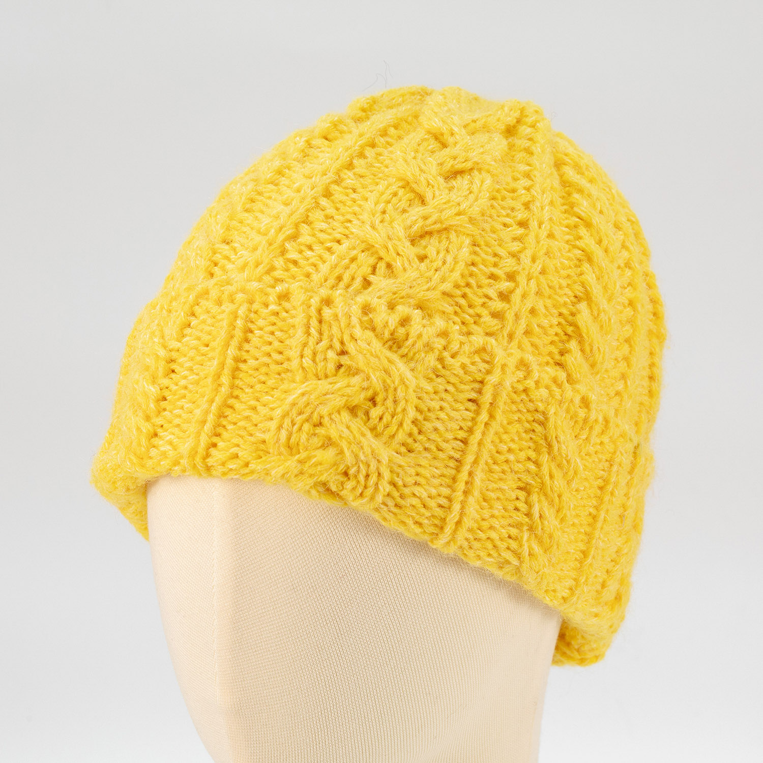 AW20 womens fresh yellow color winter knitted hat
