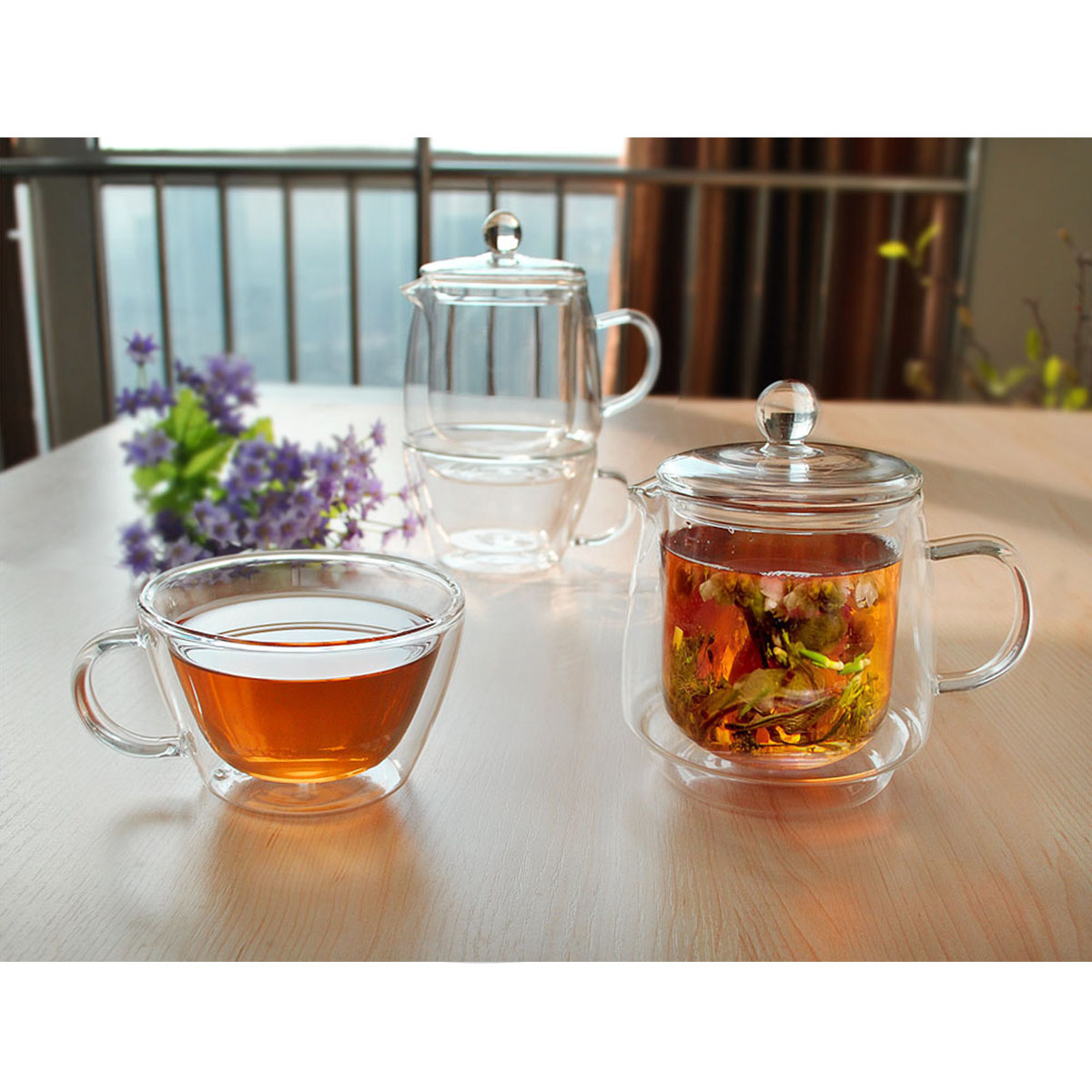 Borosilicate glass teapot set