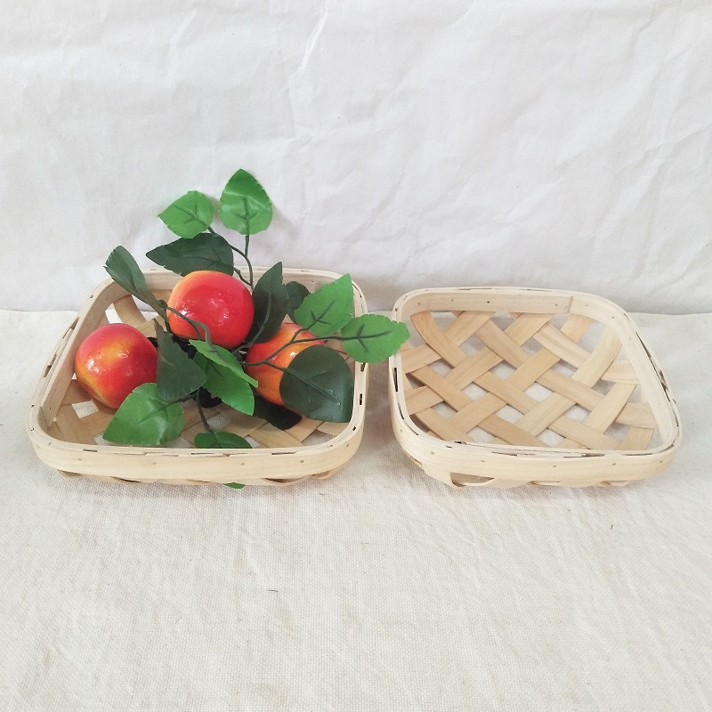Hand-woven wooden basket bread basket fruit basket