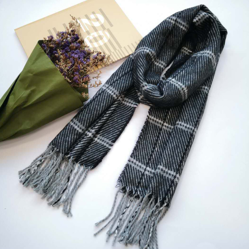 Mens Classic Autumn And Winter Check Herringbone Tassel Scarf Shawl Fashion Casual Scarf