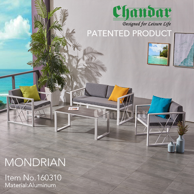 Outdoor furniture Mondrian Sofa Set Garden set in Aluminium Garden furniture with Waterproof Cushion