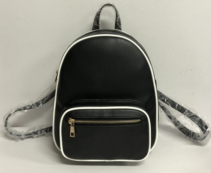 Black lady backpack with white T-piping