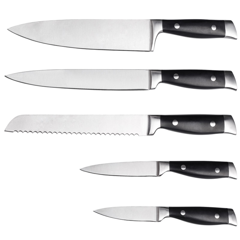 High-end 5 Piece Forged Kitchen Knife Set with Wooden Block