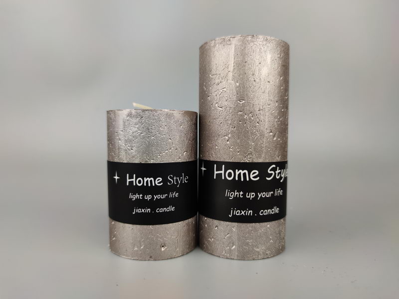 rustic candle with metallic lacquer