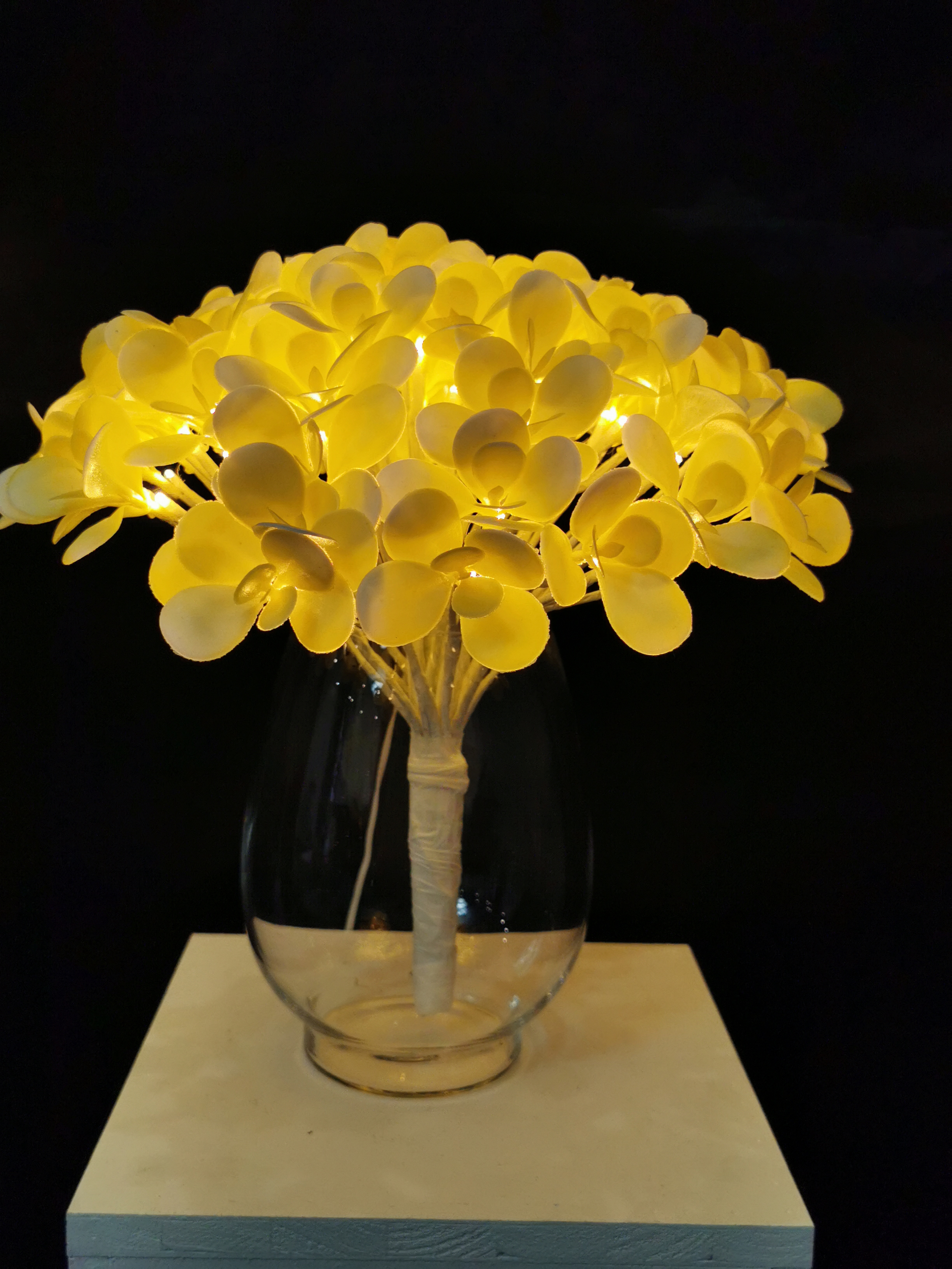 4.5V72L LED Branch Tree Lights with white succulent,white branch,warm white bulb color,height 0.3m.