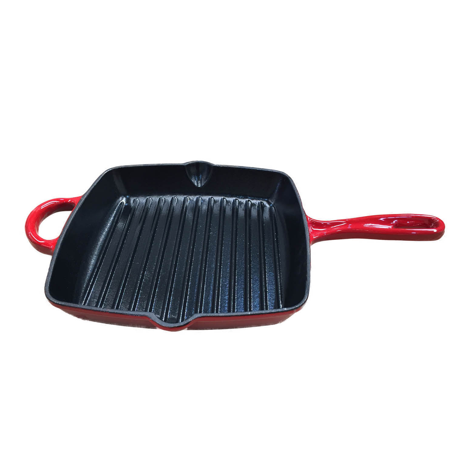 26cm enameled square cast iron grill pan