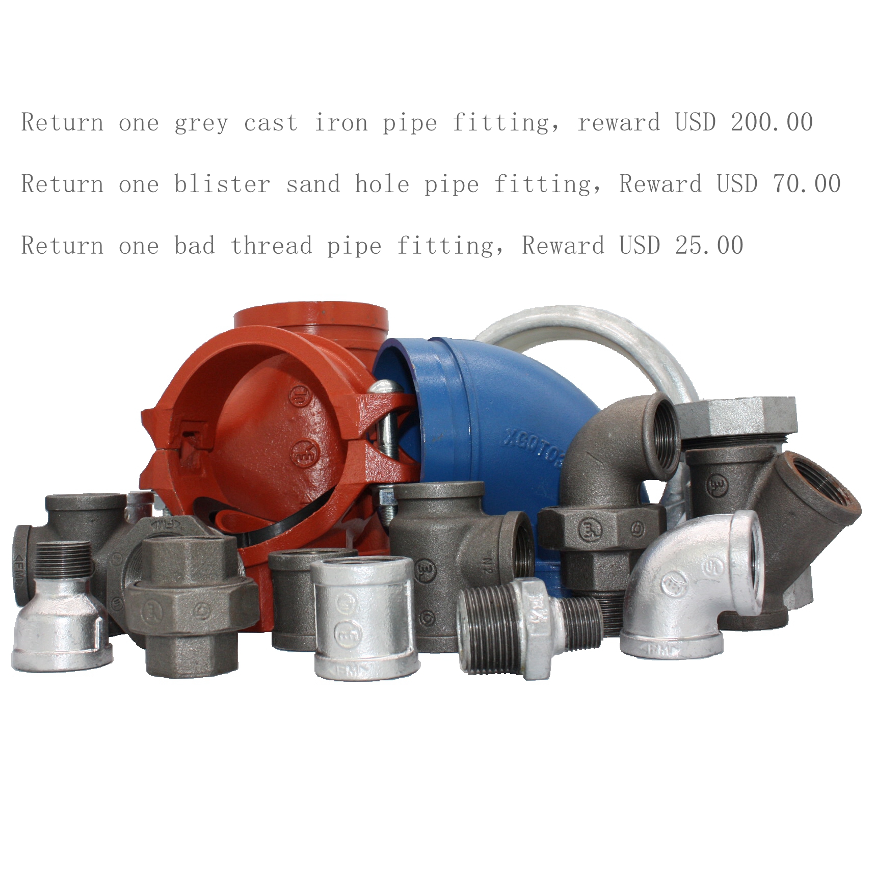 Malleable iron pipe fitting 90°M&F Long Sweep Bend