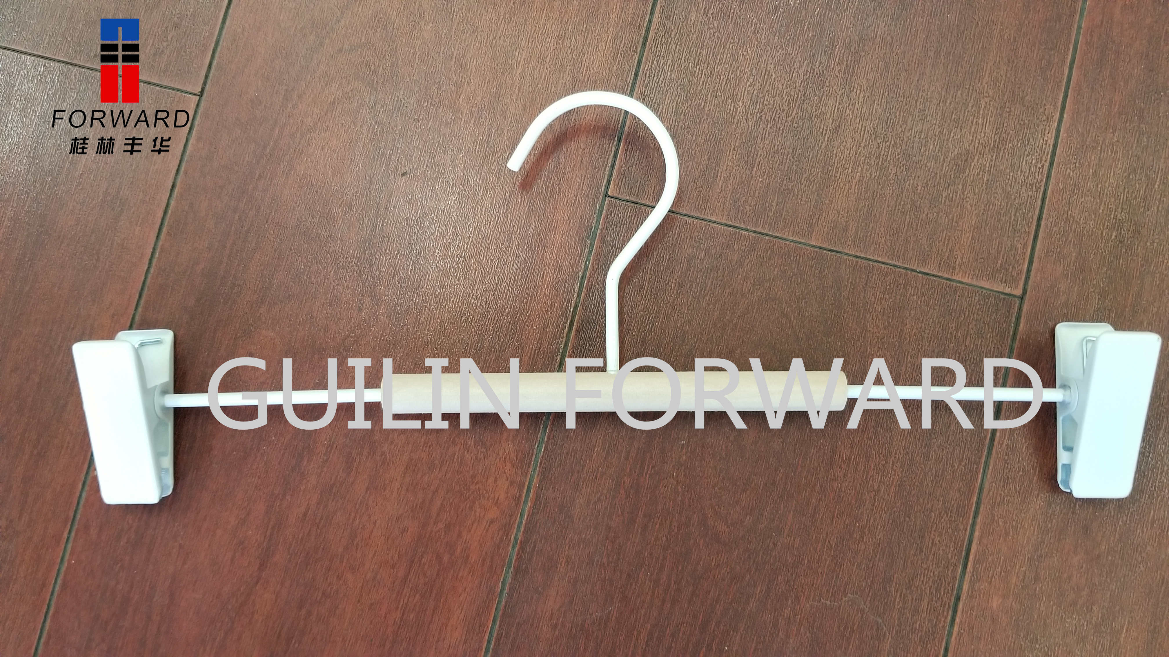 metal hanger with clips with wood for pants
