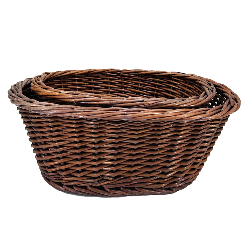 Custom products without lining small oval wicker food and fruit storage gift box basket without handle