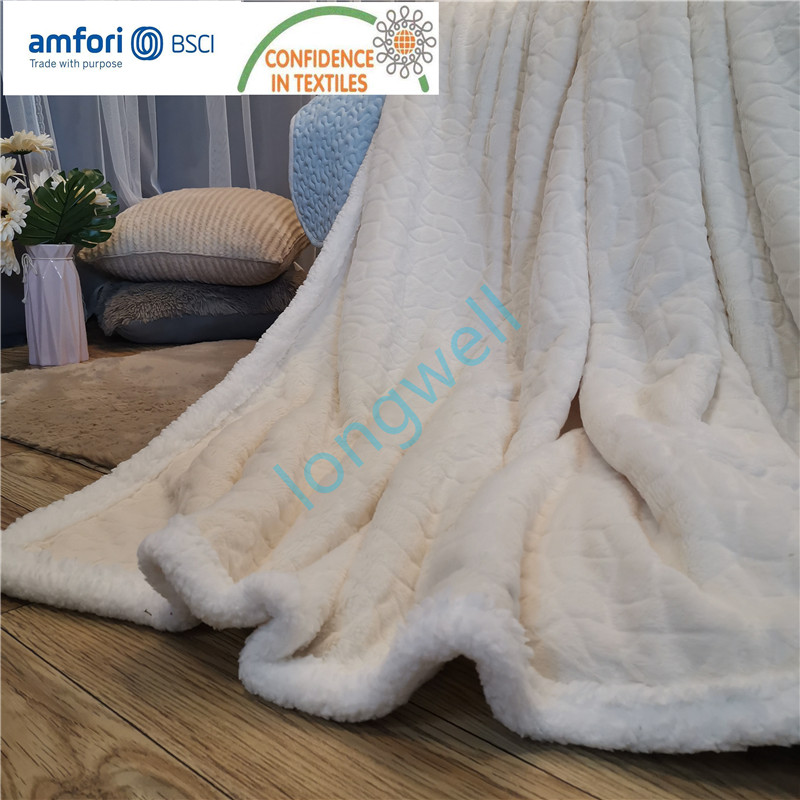 Embossed Fake Fur with Sherpa reverse Blanket
