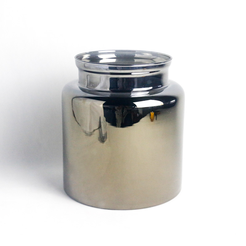 silver grey electroplated glass vase