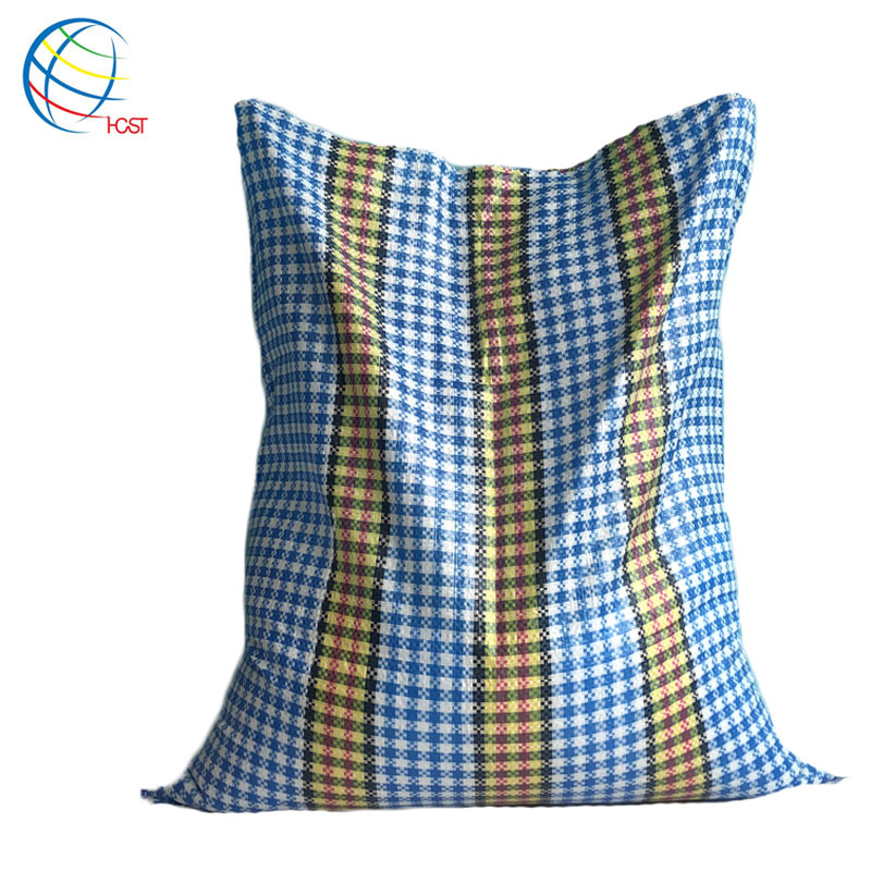 Blue Color Stripes PP Woven Shopping Sacks Polypropylene Plastic Bags Packaging For Grain,Rice, Sugar Export to Peru