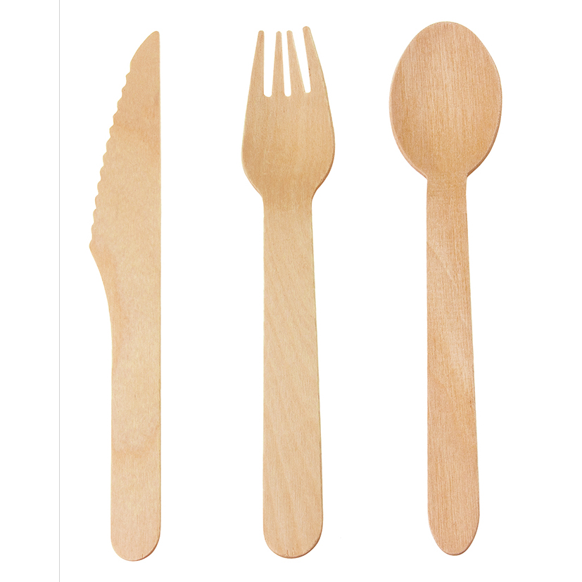 Disposable wooden cutlery