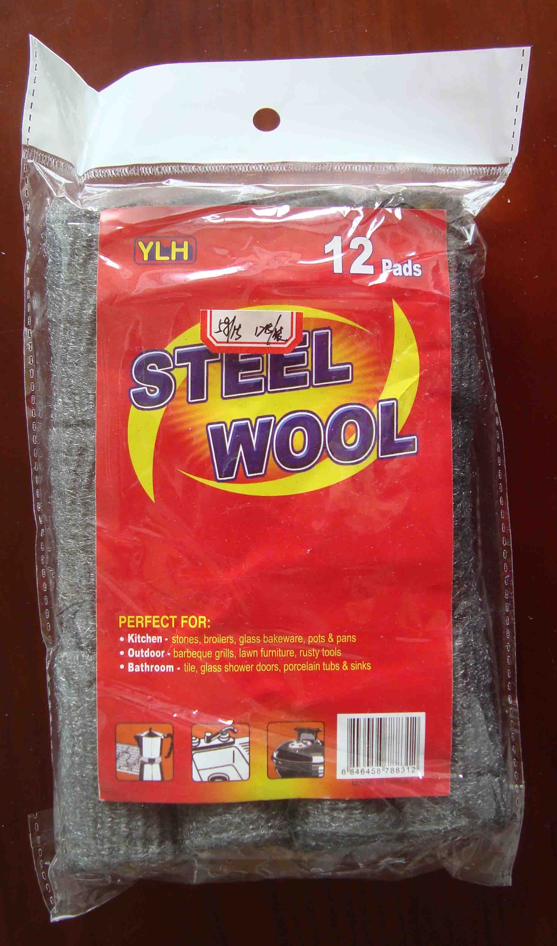 Kitchen clean tool stainless steel wool sponge pad without soap