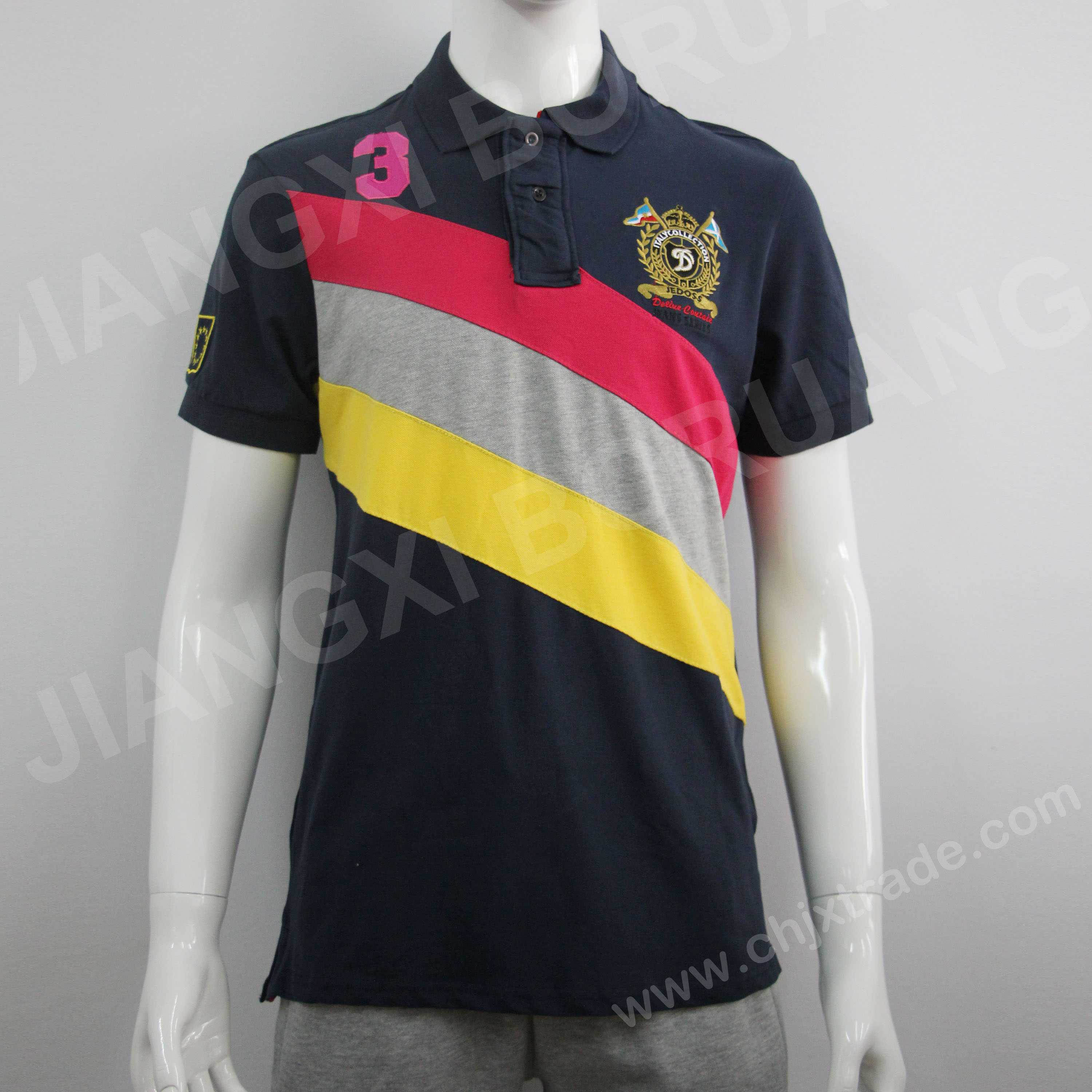 Mens Cotton And Spandex Bead Polo Shirt With Emb