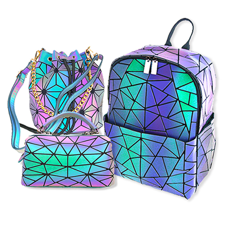 Fashion Woman Luminous Cross body Tote Bag Geometric Fluorescent Luxury Brand Designer Purse