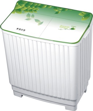 Double-barrel washing machine with glass cover