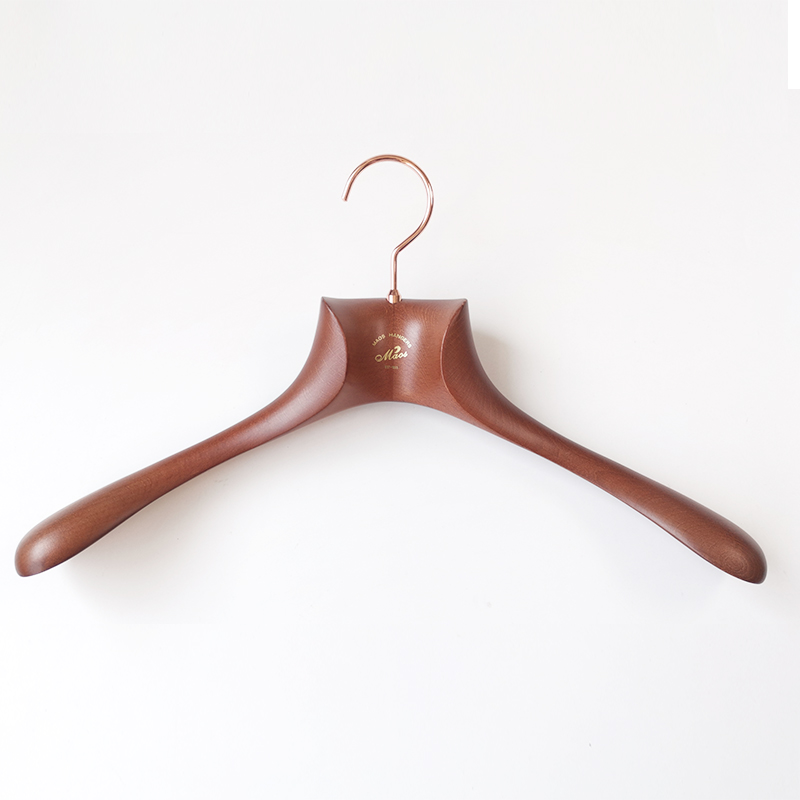 Antique beech wood top hanger with wide shoulders