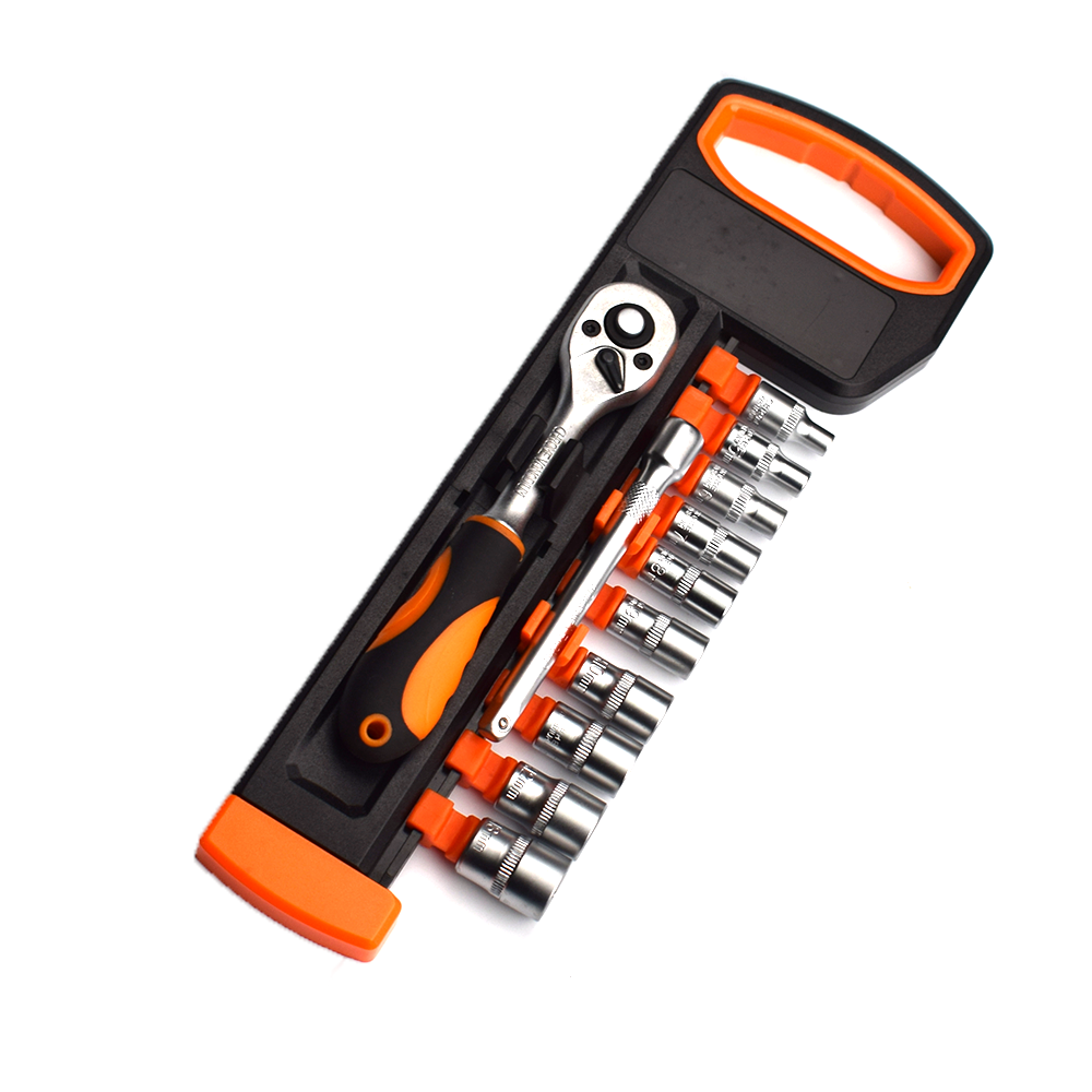 12pcs 1/4in ratchet handle wrench and socket set